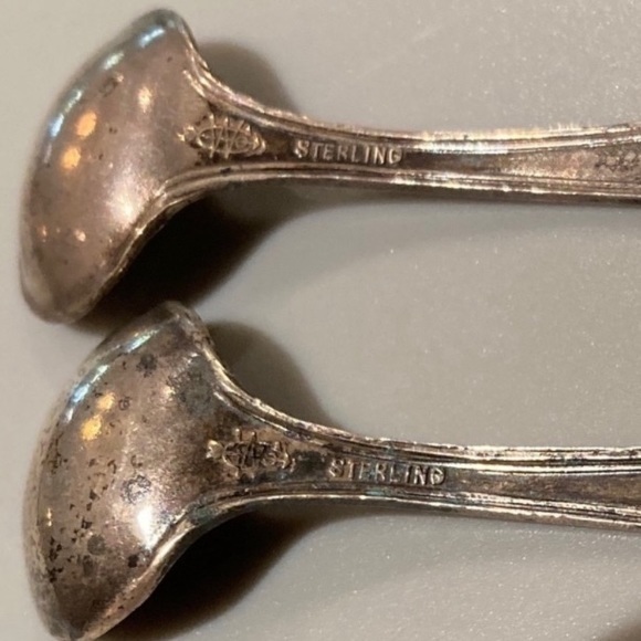 ANTIQUE WEBSTER STERLING SILVER SALT CELLARS SET Salt Server Keeper Pig Box - Picture 5 of 8